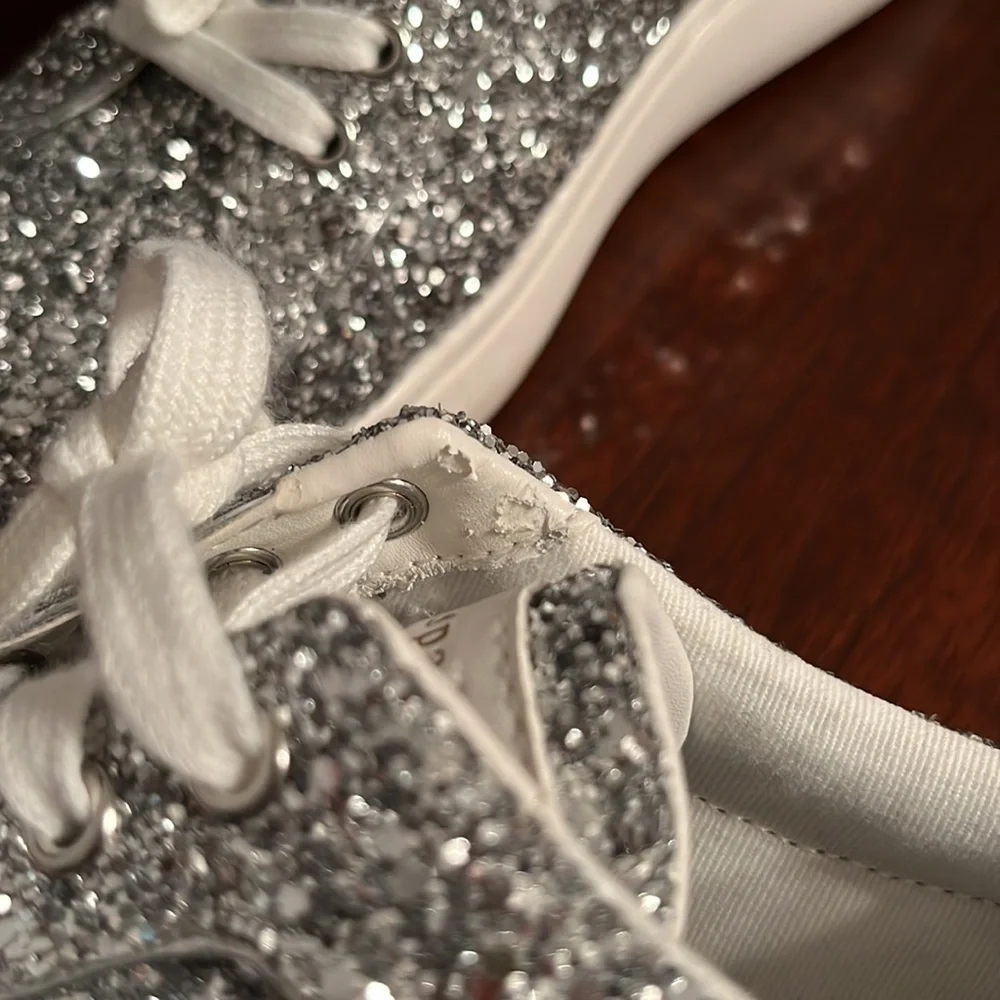 Kate Spade New York Lift Glitter Sneaker Silver Size 7